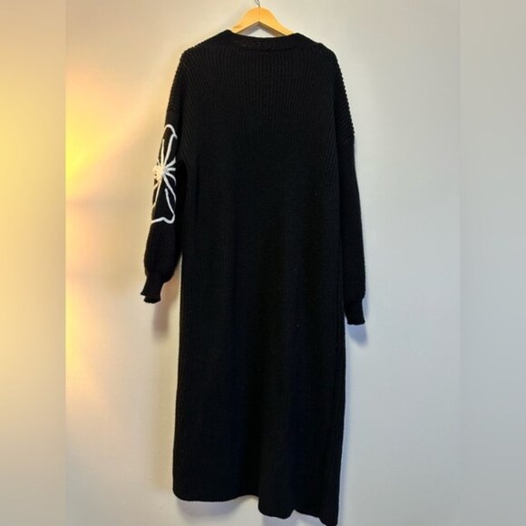 Black Floral Embroidered Womens Sweater 2XL - Picture 10 of 10